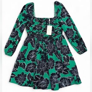 Caroline Constas Kelly Green Floral Print Mini Dress NWT Medium